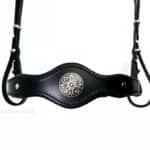 Leather noseband Baroque Lazypony, handmade horse noseband with concho