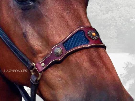 Leather halter noseband Lazypony, handmade Bronc Noseband
