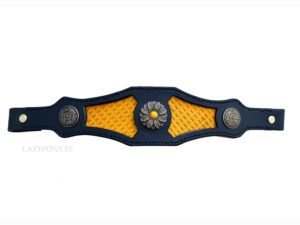 Black and yellow Leather bronc noseband Lazypony