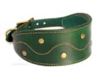 Green leather hound dog collar Lazypony