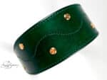 Green hound dog collar Lazypony with brass rivets