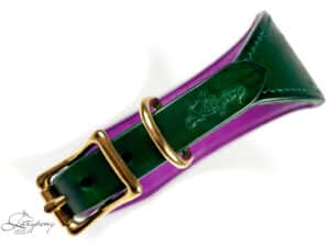 Custom greyhound collar Lazypony, handcrafted leather dog collar, green hound collar
