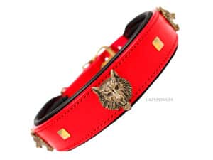Red leather dog collar Lazypony