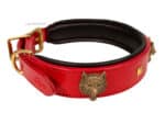 Large red leather dog collar Lazypony