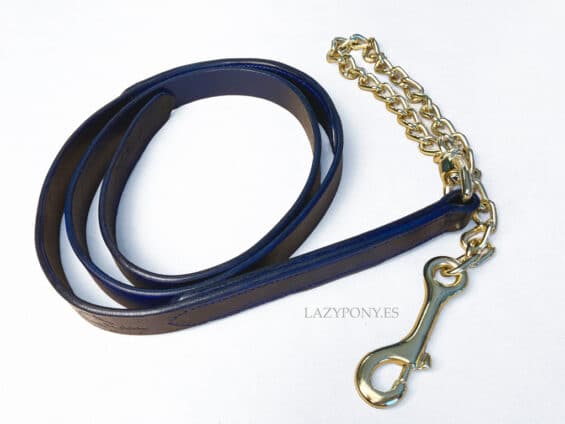 Lead rope with chain Lazypony, leather handmade horse lead