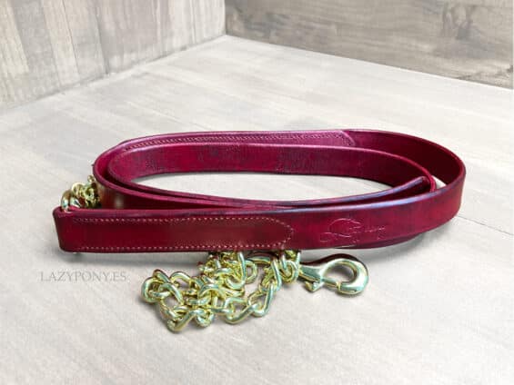 Lead rope with chain Lazypony, leather handmade horse lead