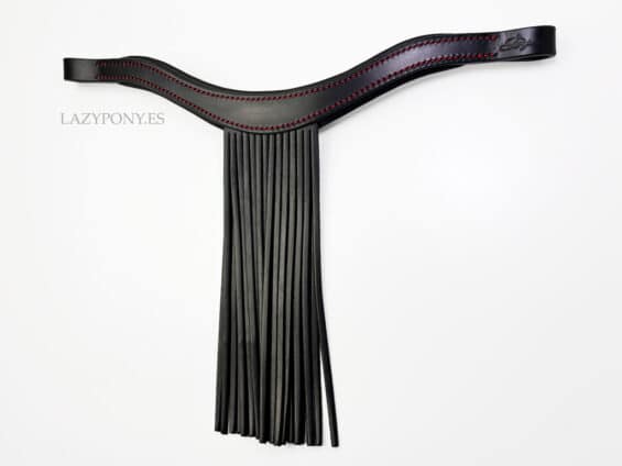 Leather browband Vaquero Lazypony, handmade mosquero browband with fringe