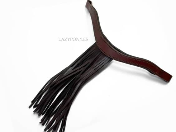 Leather browband Vaquero Lazypony, handmade mosquero browband with fringe