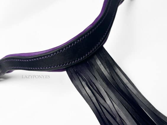 Leather browband Vaquero Lazypony, handmade mosquero browband with fringe