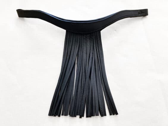 Leather browband Vaquero Lazypony, handmade mosquero browband with fringe