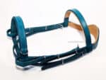 Handcrafted horse bridle WE Lazypony, turquoise horse cavesson bridle with silver buckles
