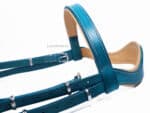 Handcrafted horse bridle WE Lazypony, leather handmade cavesson headstall, turquoise horse bridle with silver buckles