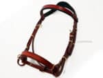 Handcrafted horse bridle WE Lazypony, brown cavesson bridle with brass buckles