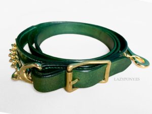 Leather lead rope with chain Lazypony, handcrafted horse lead with buckle