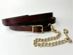 Leather lead rope with chain Lazypony, handcrafted horse lead with buckle