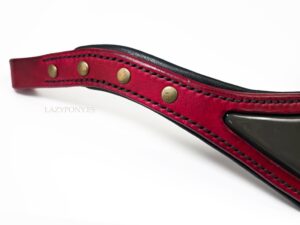 Red Patent browband Trilliant Lazypony with brass rivets