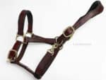 Anatomical leather halter Lazypony, horse headcollar with two buckles