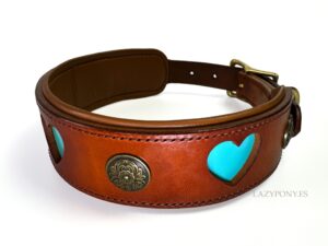 handcrafted wide leather hound collar Lazypony