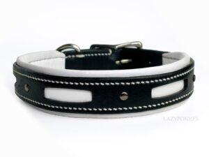 Padded leather collar Lazypony, personalized handmade collar