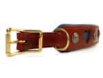 Wide leather dog collar Heart Lazypony, Luxury Personalized Collar, brown and blue leather dog collar
