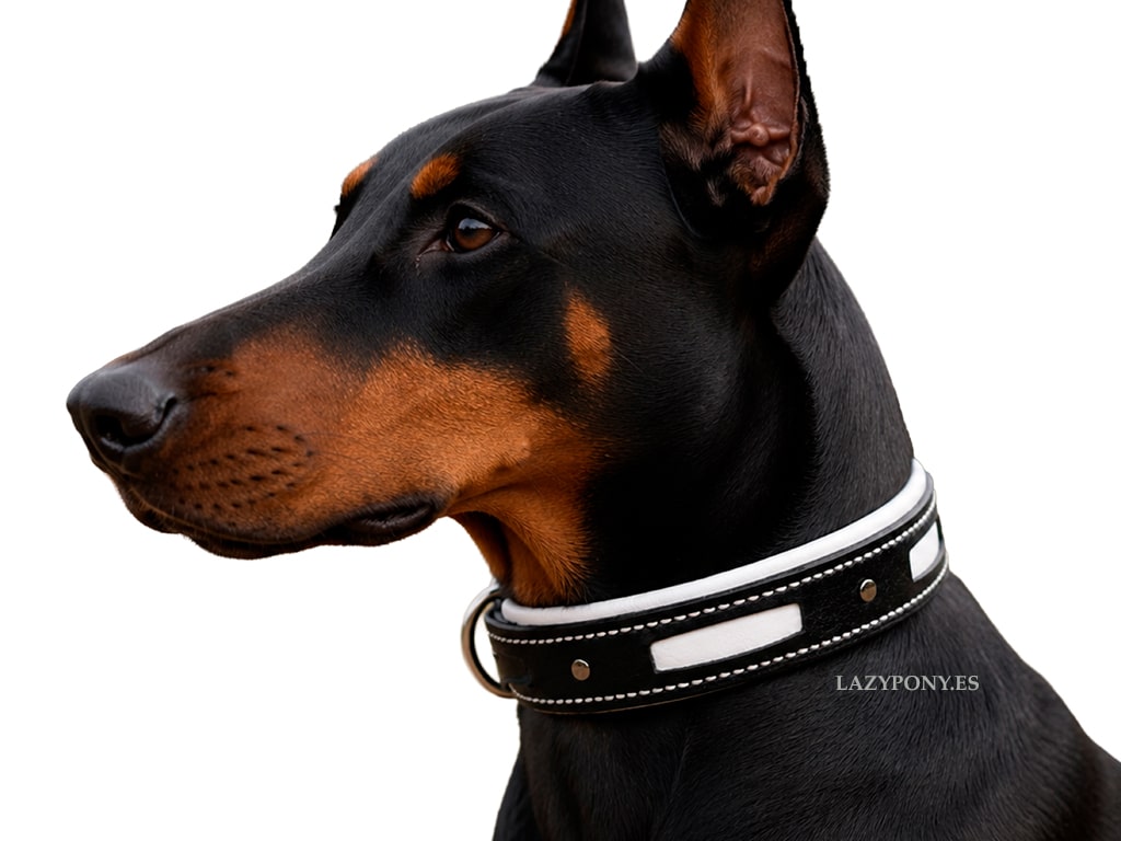 2579 Leather Dog Collar with Name Tag Lazypony, Personalized Padded Collar