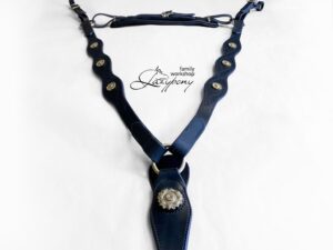 Black Portuguese Breastplate Lazypony with brass conchos