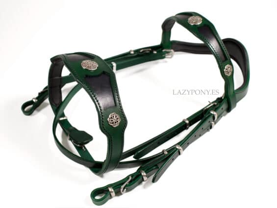 Medieval leather bridle Lazypony, baroque handmade horse headstall
