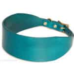 Greyhound leather collar Classic Lazypony, custom hound dog collar, turquoise collar with brass buckle