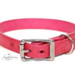 plain pink leather dog collar Lazypony