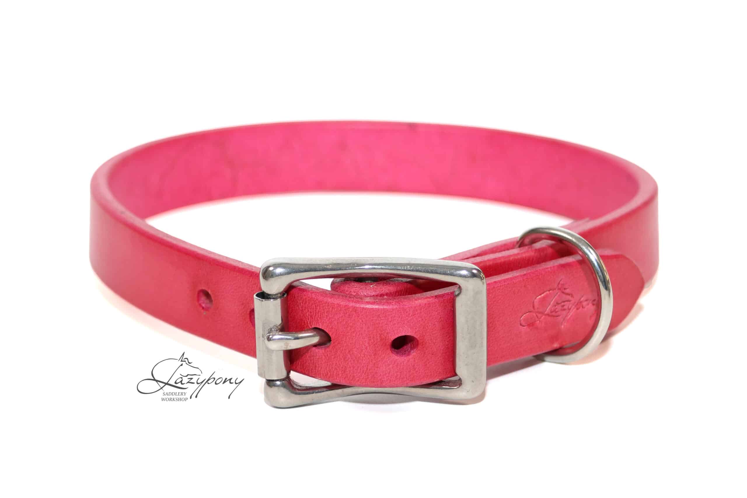 Collar_classic_26_01 plain pink leather dog collar Lazypony
