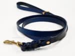 custom braided leather leash, blue dog lead