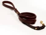 custom braided leather leash, brown dog lead