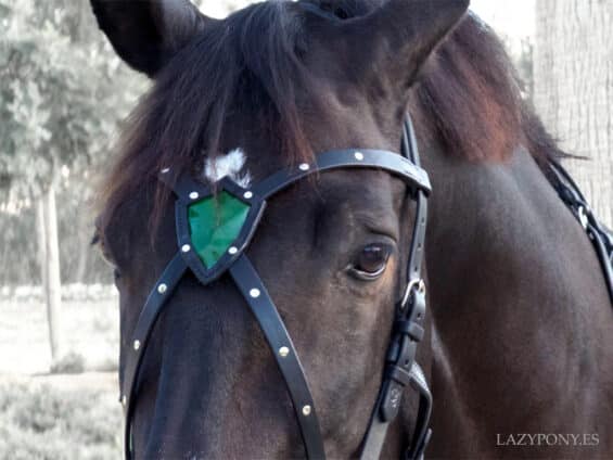 X browband Shield Lazypony, leather handmade cross browband for horses