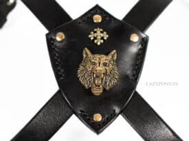 Leather X-browband Gothic Lazypony, handmade horse cross browband