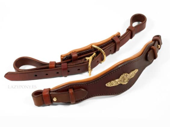 Baroque hackamore Lazypony with chin strap, leather bitless horse noseband