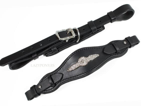 Baroque hackamore Lazypony with chin strap, leather bitless horse noseband