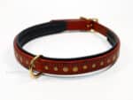 Leather dog collar with rivets Lazypony, padded handmade pet collar