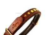 Leather dog collar with rivets Lazypony with Name Tag - Image 2