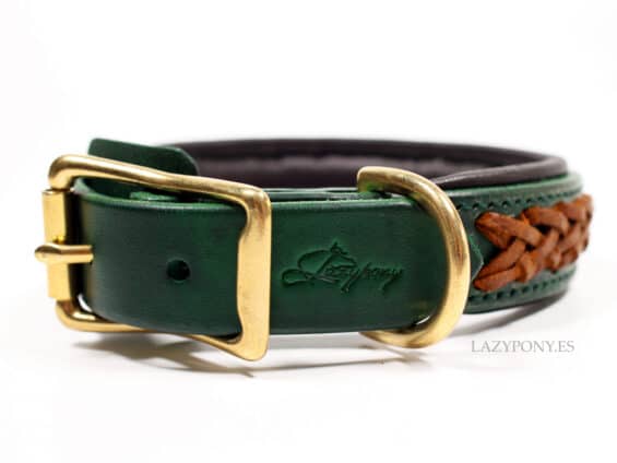braided leather dog collar Lazypony