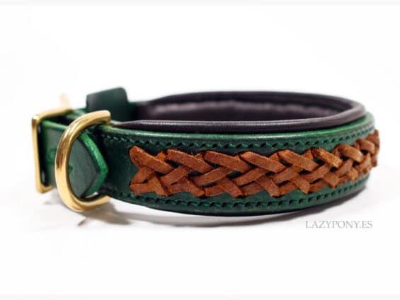 braided leather dog collar Lazypony