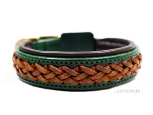braided leather dog collar Lazypony