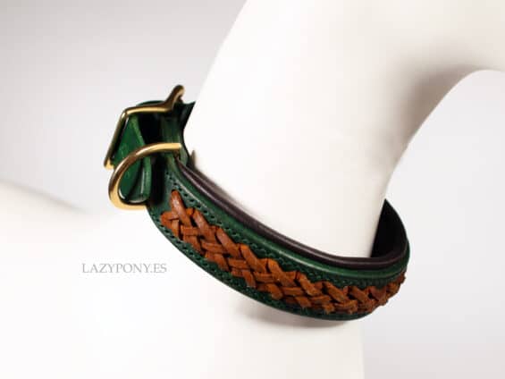 braided leather dog collar Lazypony