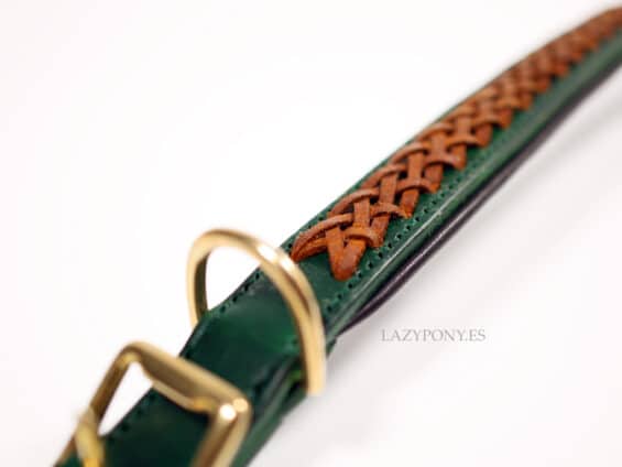 braided leather dog collar Lazypony