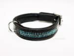 Crystal leather dog collar Lazypony, handmade diamond pet collar