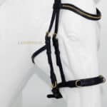 Academic cavesson horse bridle Lazypony, custom anatomical leather headstall