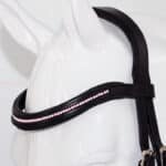 Pink pearl browband Lazypony, handmade curved leather horse browband