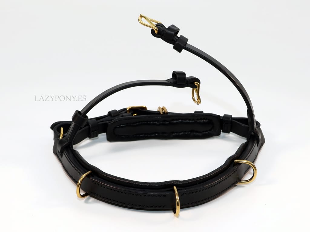 2169 Cavesson noseband Lazypony, academic padded horse noseband with rings