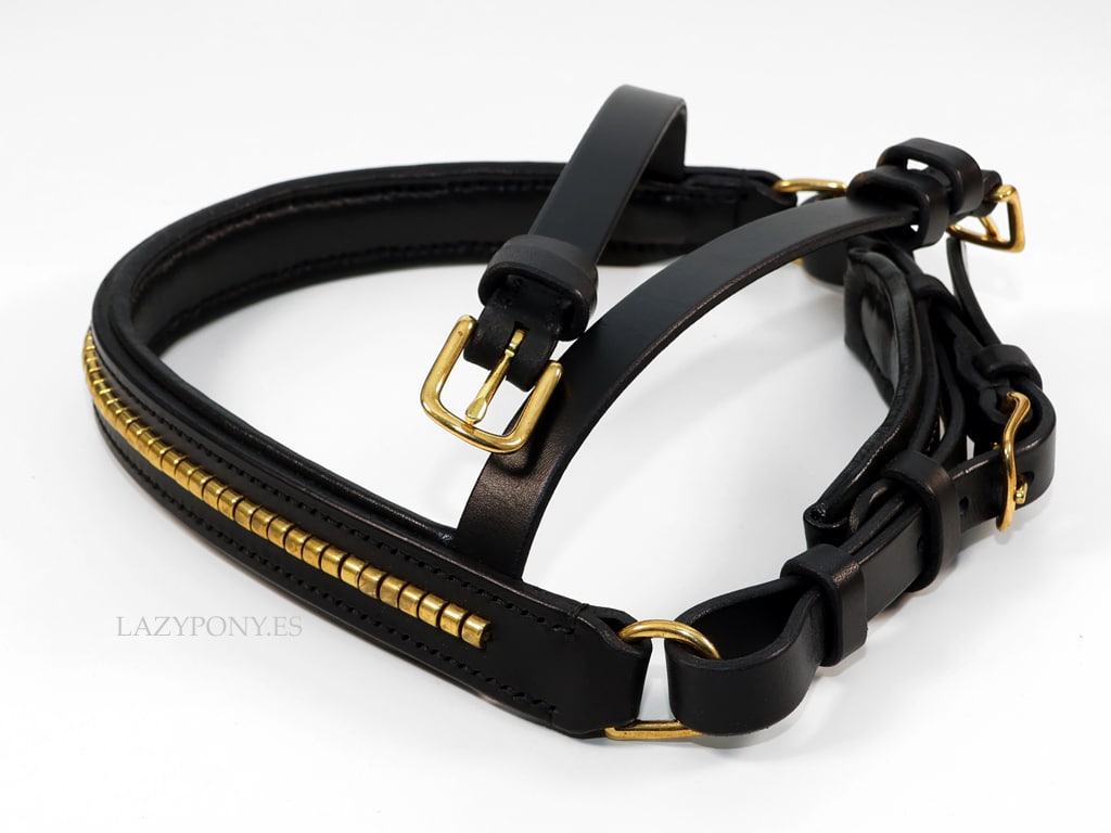 2174 Clincher noseband Lazypony, handmade padded straight horse leather noseband