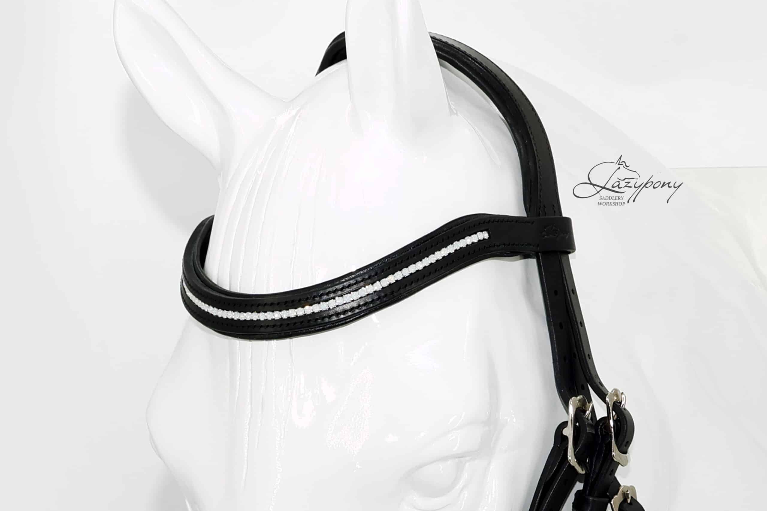 bridle_white_opal_26_05 Crystal Browband Lazypony White Opal, wave leather horse browband with preciosa crystals