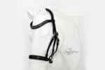 White pearl leather browband Lazypony, wave beaded horse browband